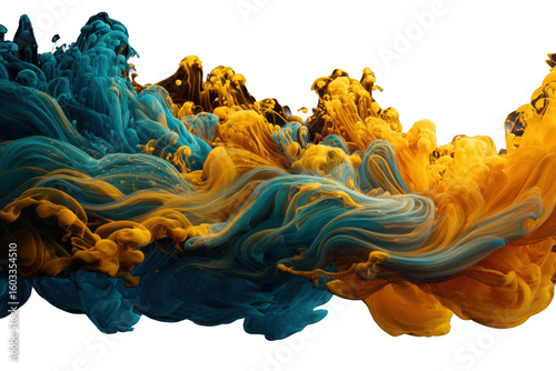 Dynamic swirling colors abstract art vibrant environment close-up. Isolated on transparent background, png.