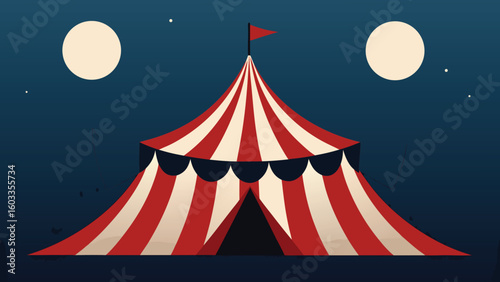 creepy circus tent under moonlight  vintage vector background