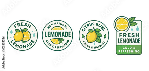 set of lemonade fresh fruit label badge logo.