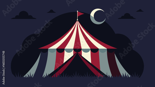 creepy circus tent under moonlight  vintage vector background