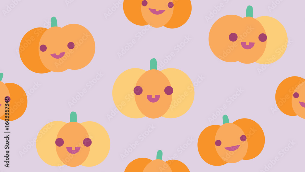 Fototapeta premium cute halloween pumpkin pattern with pastel colors vector background