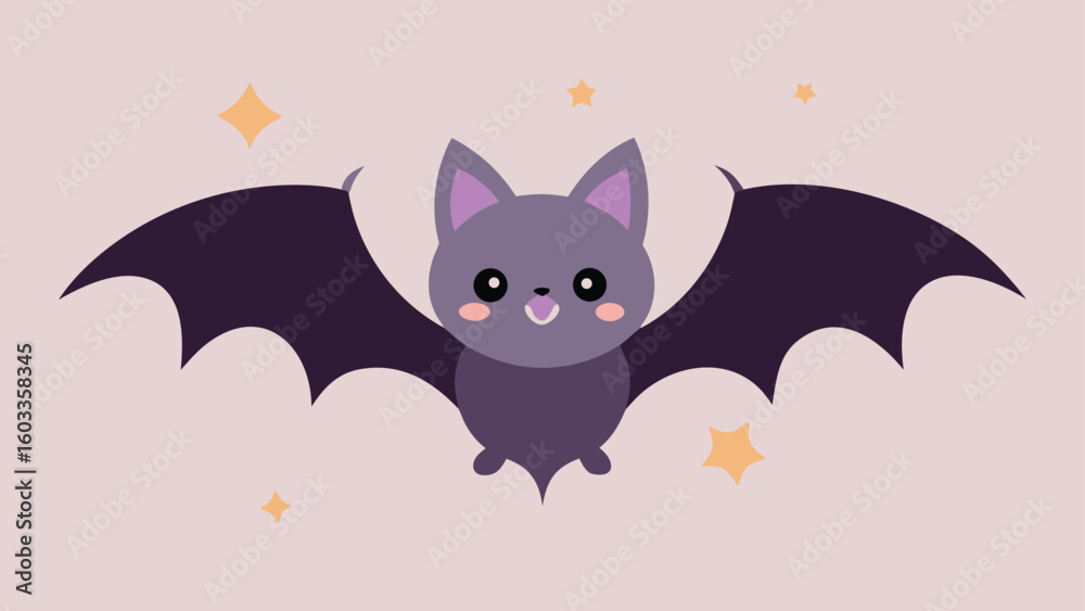 Fototapeta premium cute vampire bats with stars pastel vector background