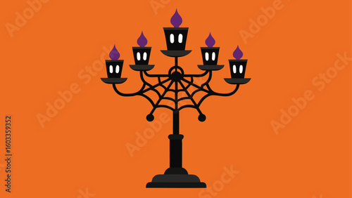 gothic candelabra with spider webs  vintage halloween background
