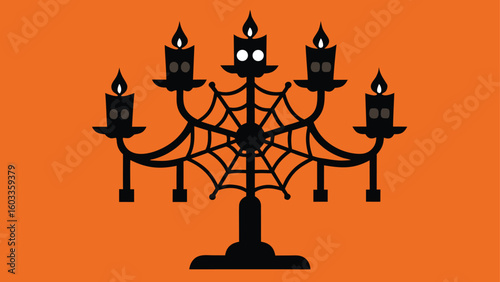 gothic candelabra with spider webs  vintage halloween background