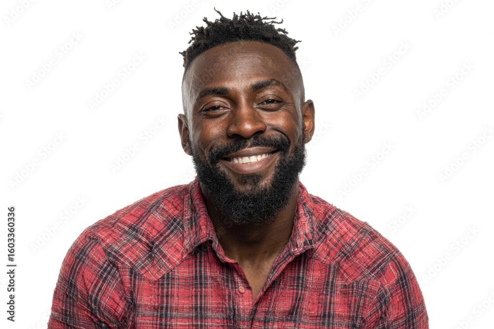 Obraz premium Smiling man portrait studio setting photography bright background. Isolated on transparent background, png.