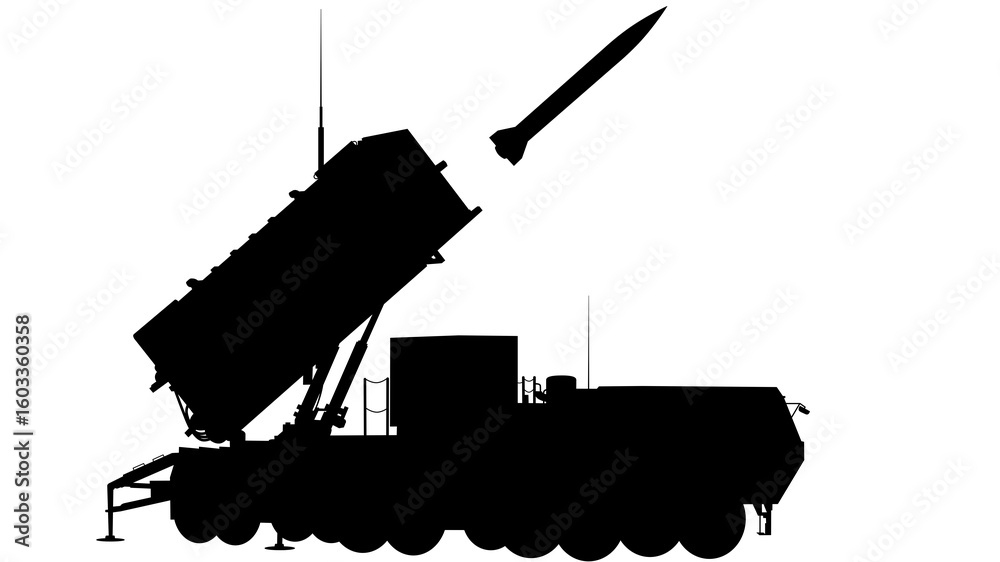 Φωτογραφία Silhouette of the Patriot MIM-104, an American long-range surface-to-air missile system in service with the U
