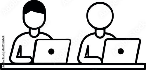 Modern Coworking Space with Two Professionals on Laptops