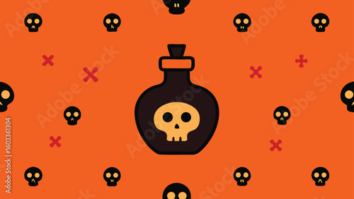 poison bottle and skull pattern  vintage spooky