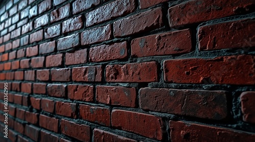Textured Red Brick Wall with Angled Perspective