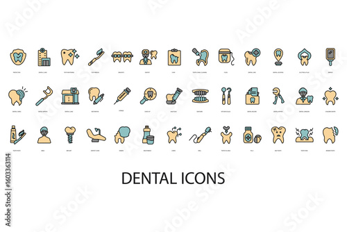 dental  icon set collection .design style with background