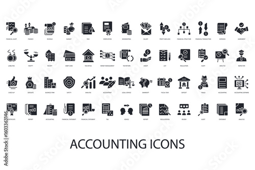 accounting icon set collection .design style with background