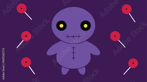 voodoo doll and pins pattern  creepy halloween vec