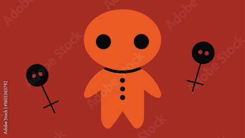 voodoo doll and pins pattern  creepy halloween vec