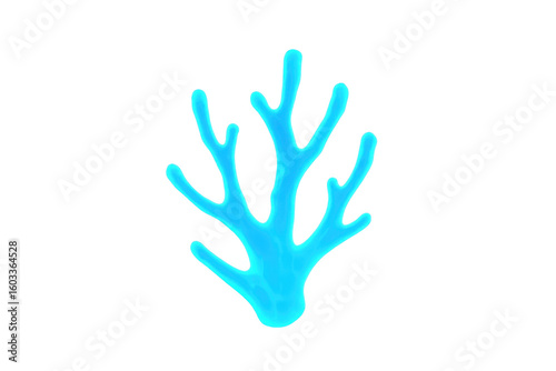Vibrant light blue coral illustration on a transparent background, perfect for marine life or ocean-themed projects