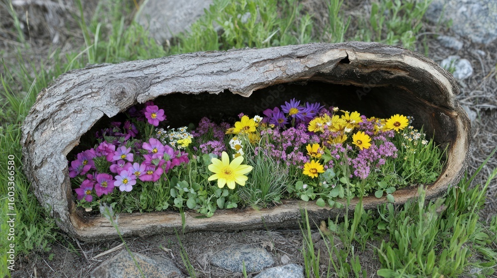 Fototapeta premium Hollow log garden