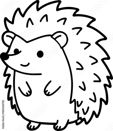 Cute Cartoon Hedgehog Outline for Kids Coloring Page – Black and White Animal Illustration