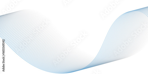 "Minimal abstract wave background with smooth blue curved lines on a white backdrop. Perfect for presentations, technology themes, corporate designs, and modern graphic compositions"