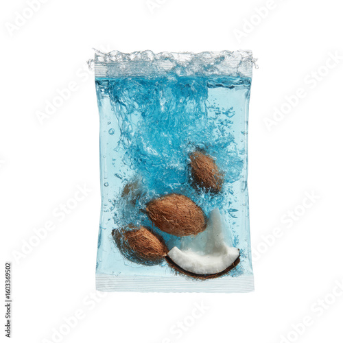 Refreshing Coconut Water Pouch with Bubbly Splash