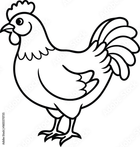 A colorful cartoon vector illustration of a rooster, hen, and chick on a farm