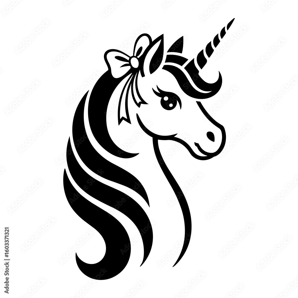 Fototapeta premium Unicorn with Bow Silhouette