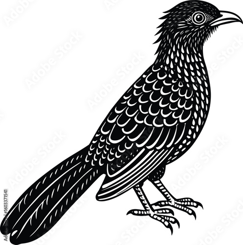 A detailed vector illustration of a wild eagle with brown and white feathers on a branch