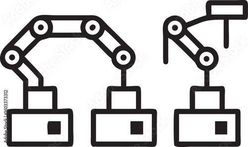 Isometric illustration of a robotic arm with gripper on white background automation technology