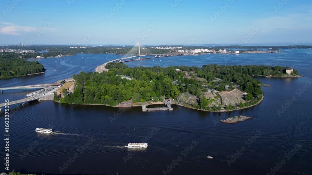 Aerial View of Korkeasaari, Helsinki on a Summer Day
