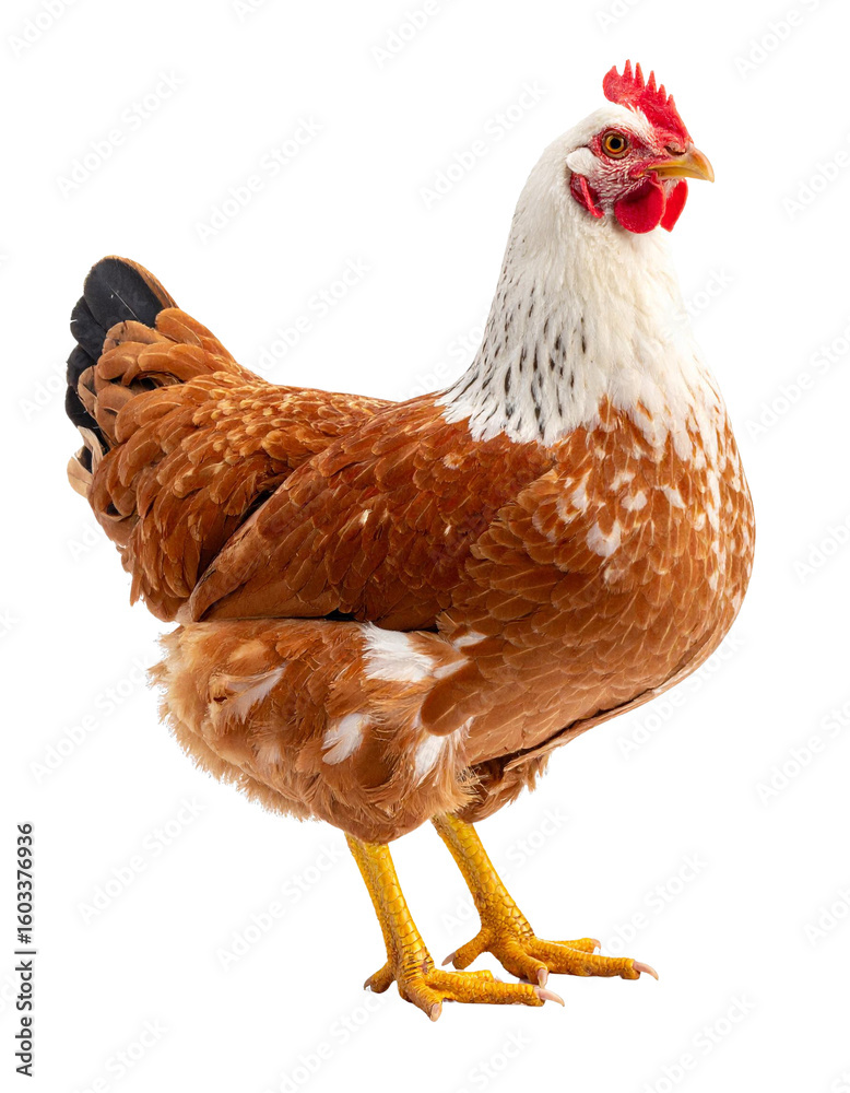 Fototapeta premium Brown hen standing on transparent background