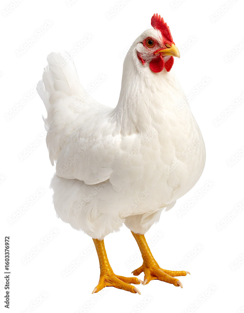 Fototapeta premium White hen standing on transparent background