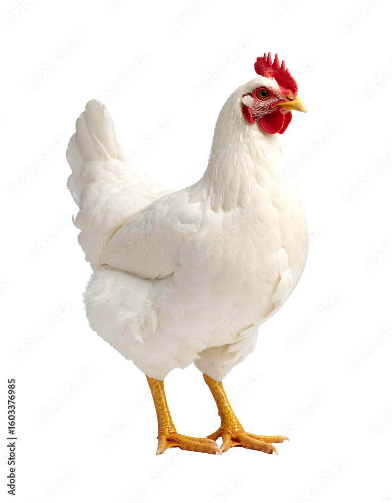 Fototapeta premium White hen standing on transparent background