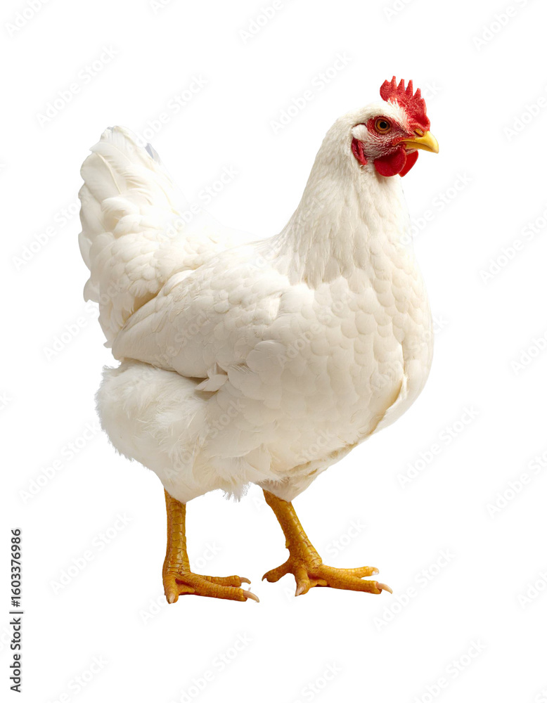 Fototapeta premium White hen standing on transparent background
