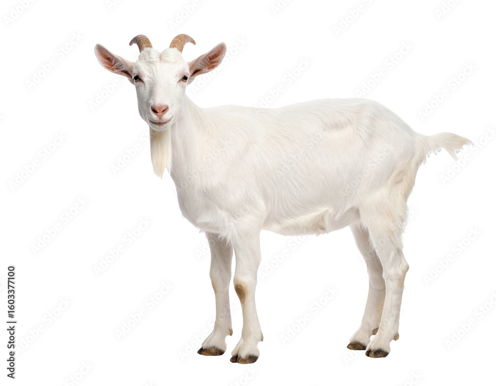 White goat standing on transparent background White goat standing on transparent background