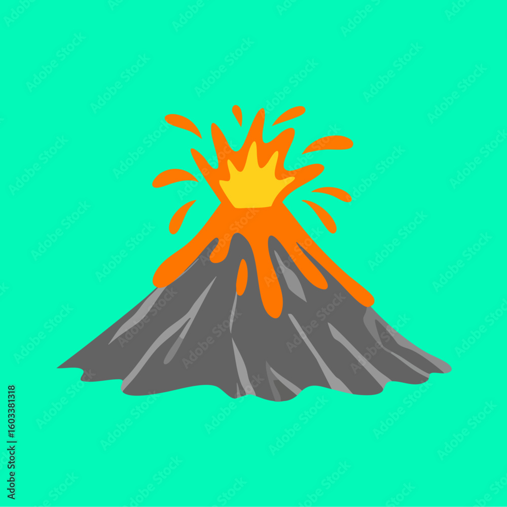 Fototapeta premium Volcano Erupting Lava Illustration