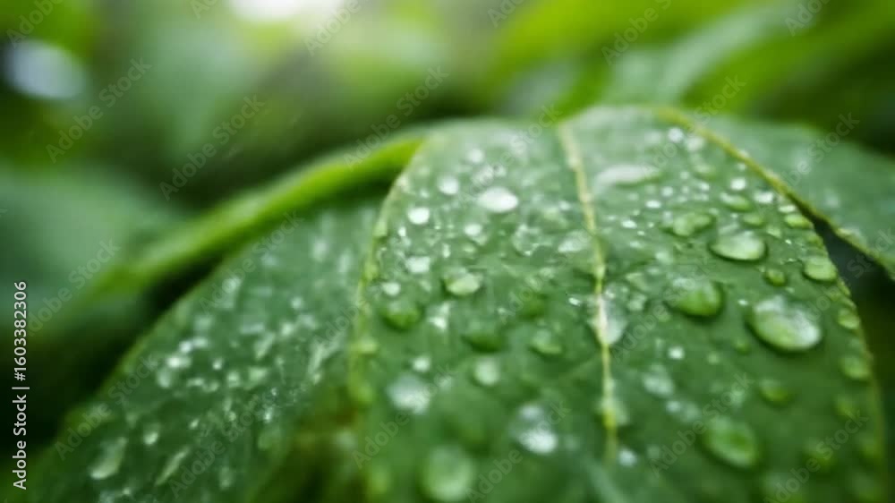 Dewdrops on Lush Green Leaves Close Up Timelapse Dewdrops on Lush Green Leaves Close Up Timelapse