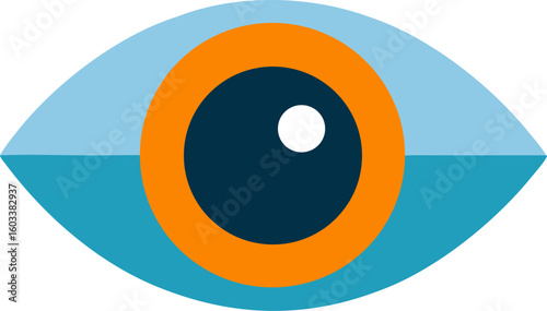 Blue and orange eye, vision or surveillance icon

