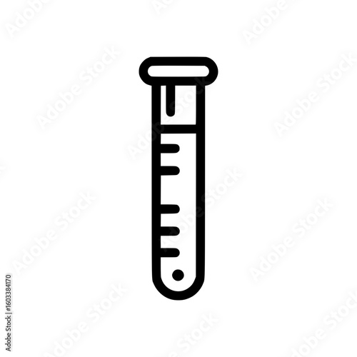 An isolated test tube filled with liquid, a symbol of science and medical research. The design is a clean, professional, and easily understandable symbol.