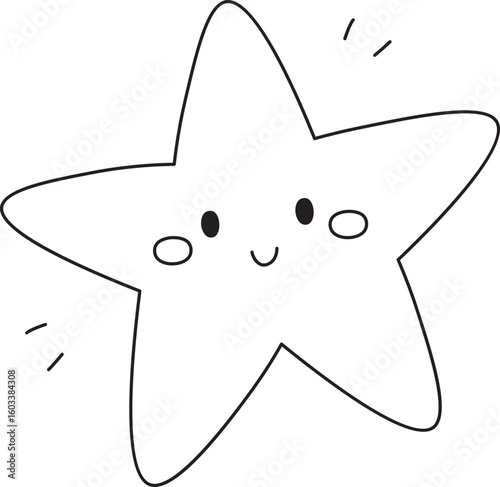Smiling Star with Cute Face