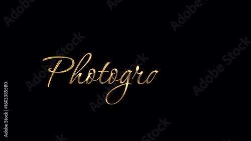 World Photography Day Handwritten text animation with Gold and Silver color, sparkling light effects for video opening elements, event and celebration on alpha channel Transparent background
