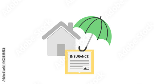 Home Insurance Protection with Umbrella Symbol