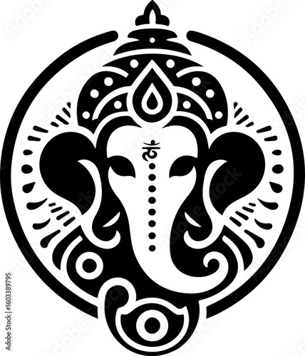 silhouette vector illustration sketch design icon logo symbol god ganesha in hindu religion teachings ethnic classic vintage traditional