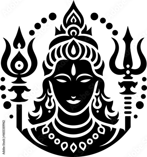 silhouette vector illustration sketch design icon logo symbol god shiva in hindu religion teachings ethnic classic vintage traditional 