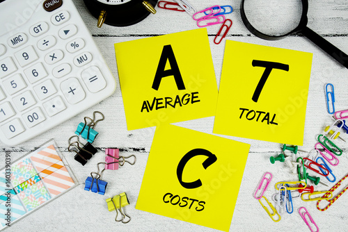 ATC abbreviation of Average Total Costs text phrase of business and financial concept