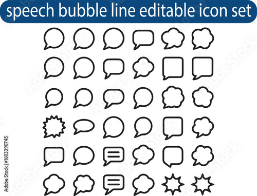 speech bubble line editable icon set.