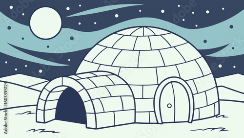 Cartoon Igloo Under a Night Sky.
