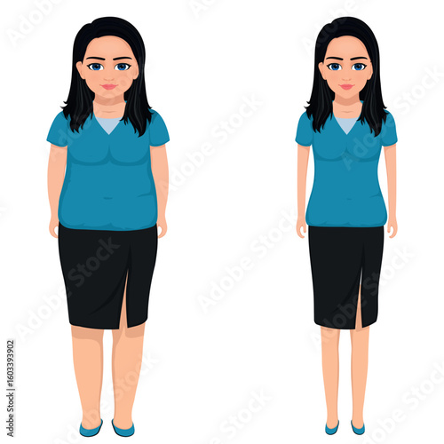 fat and thin young women together