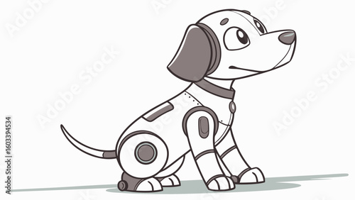 Cute Robotic Dalmatian Dog in Profile View.