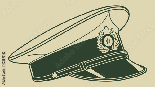Detailed Illustration of a Military Officers Cap.