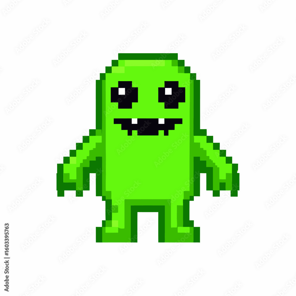Fototapeta premium Charming Pixelated Blue Monster A Delightful Digital Character for Creative Projects and Playful Designs, Perfect for Games and Illustrations