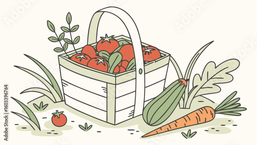 Fresh Produce in a Wooden Basket.