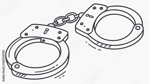 Handcuffs Outline Illustration Law Enforcement and Criminal Justice Symbol.